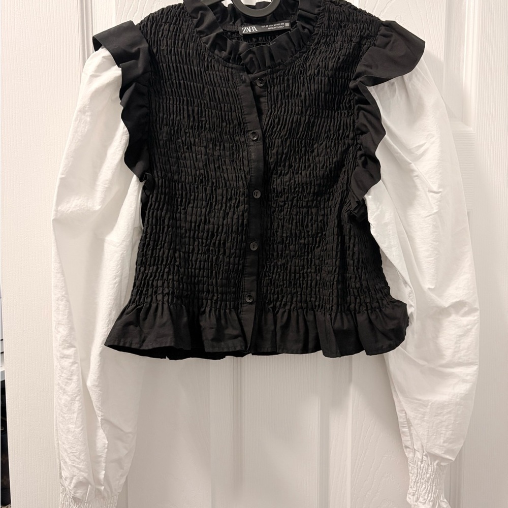 Zara Black and White Women's Top- office top